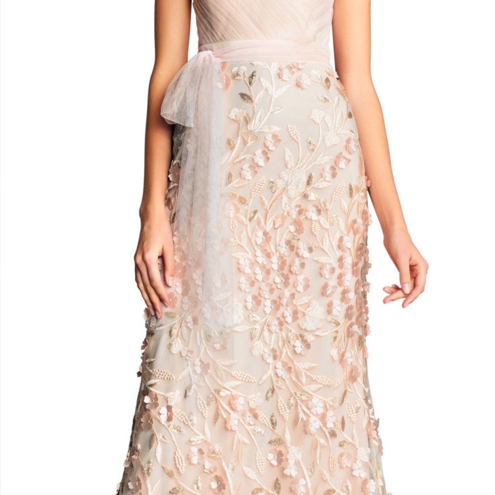 Adrianna Papell Sleeveless Floral Embroidered Gown